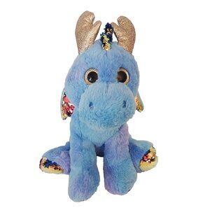 Walmart Blue Dragon Plush Glitter Eyes Antlers Sequin Wings Feet Stuffed Animal